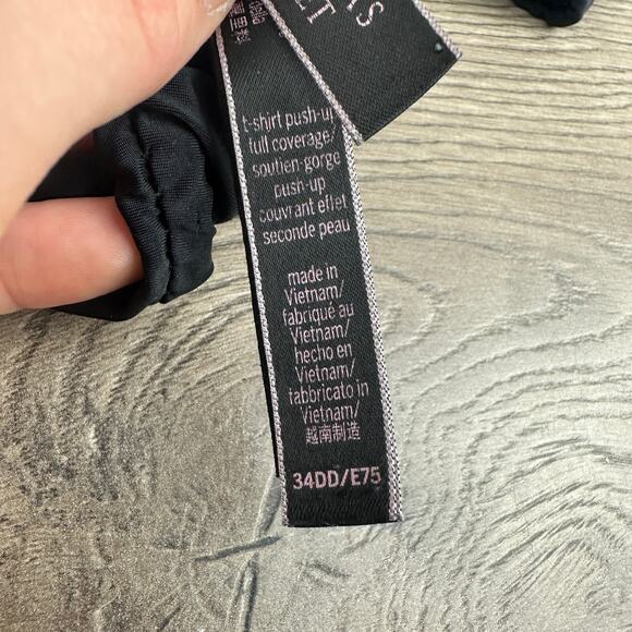 Victoria's Secret T-shirt Push-up Full Coverage Bra Ladies 34DD/E75 Black Sexy - Picture 7 of 7